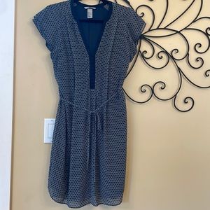 H & M Navy Blue Patterned Dress - Size 8